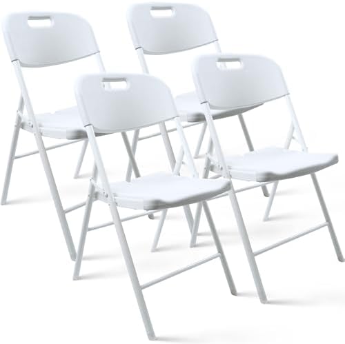 4 Pack Folding Chair, 600 lb Weight Capacity, Indoor/Outdoor Heavy Duty Foldable Chairs for Restaurants