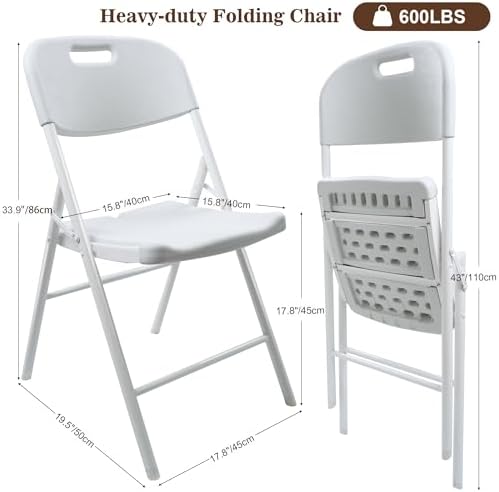 4 Pack Folding Chair, 600 lb Weight Capacity, Indoor/Outdoor Heavy Duty Foldable Chairs for Restaurants, alternate view 3