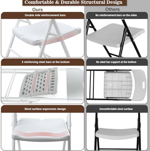 4 Pack Folding Chair, 600 lb Weight Capacity, Indoor/Outdoor Heavy Duty Foldable Chairs for Restaurants, alternate view 4