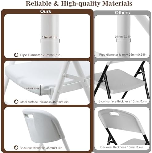 4 Pack Folding Chair, 600 lb Weight Capacity, Indoor/Outdoor Heavy Duty Foldable Chairs for Restaurants, alternate view 5