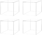 4 Pack Food Riser for Buffet Table Clear Acrylic Square Box 4" Display Stand Hollow Bottom No Lid for Catering