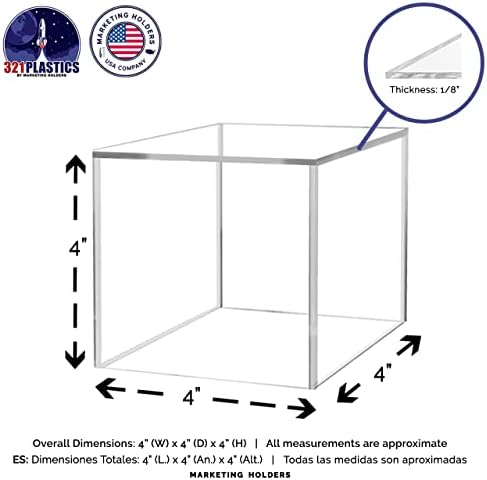 4 Pack Food Riser for Buffet Table Clear Acrylic Square Box 4" Display Stand Hollow Bottom No Lid for Catering, alternate
