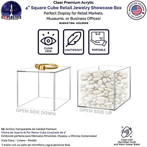 4 Pack Food Riser for Buffet Table Clear Acrylic Square Box 4" Display Stand Hollow Bottom No Lid for Catering, alternate