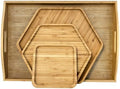 4 Pack Food Trays for Party Large One with Handle in 2hexagon+1square