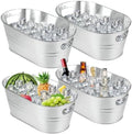 4 Pack Galvanized Tub 3.3 Gallon Ice Bucket Large Metal Champagne Drink Bucket with Handles Galvanized Ice