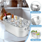 4 Pack Galvanized Tub 3.3 Gallon Ice Bucket Large Metal Champagne Drink Bucket with Handles Galvanized Ice, alternate view 3