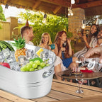 4 Pack Galvanized Tub 3.3 Gallon Ice Bucket Large Metal Champagne Drink Bucket with Handles Galvanized Ice, alternate view 4