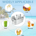 4 Pack Galvanized Tub 3.3 Gallon Ice Bucket Large Metal Champagne Drink Bucket with Handles Galvanized Ice, alternate view 6