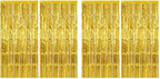 4 Pack Gold Fringe Curtain Backdrop Tinsel Streamers Birthday Party Decorations Christmas Photo Booth Backdrop