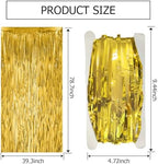 4 Pack Gold Fringe Curtain Backdrop Tinsel Streamers Birthday Party Decorations Christmas Photo Booth Backdrop, alternate