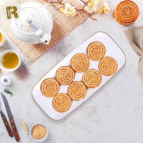 4 Pack Gold Rim Plastic Serving Trays - 10 by 5.5 in Heavy Duty Rectangular Platters for Food and Desserts, alternate view 4