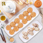 4 Pack Gold Rim Plastic Serving Trays - 10 by 5.5 in Heavy Duty Rectangular Platters for Food and Desserts, alternate view 6