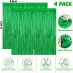 4 Pack Green Foil Fringe Curtains, Christmas Decorations Birthday Backdrop in Green, alternate view 2