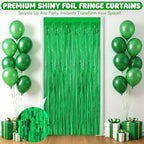 4 Pack Green Foil Fringe Curtains, Christmas Decorations Birthday Backdrop in Green, alternate view 3