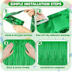 4 Pack Green Foil Fringe Curtains, Christmas Decorations Birthday Backdrop in Green, alternate view 4