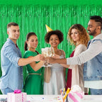 4 Pack Green Foil Fringe Curtains, Christmas Decorations Birthday Backdrop in Green, alternate view 7