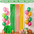 4 Pack Green Rose Gold Yellow Fringe Curtain, Luau Party Decorations in 3.28 x 6.56 FT in GreenRosegoldYellow, alternate view