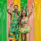 4 Pack Green Rose Gold Yellow Fringe Curtain, Luau Party Decorations in 3.28 x 6.56 FT in GreenRosegoldYellow, alternate view