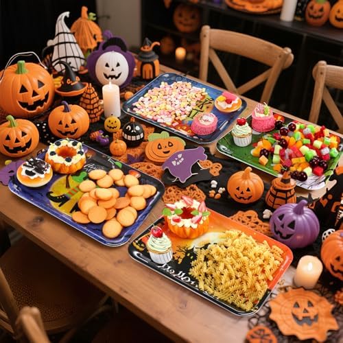 4 Pack Halloween Serving Trays 13x10 Inch Witch Ghost Boo Party in 13 x 10 Inch in Multicolor, alternate view 2