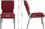4 Pack HERCULES Series 18.5''W Stacking Church Chair in Red Fabric - Silver Vein Frame, alternate view 3