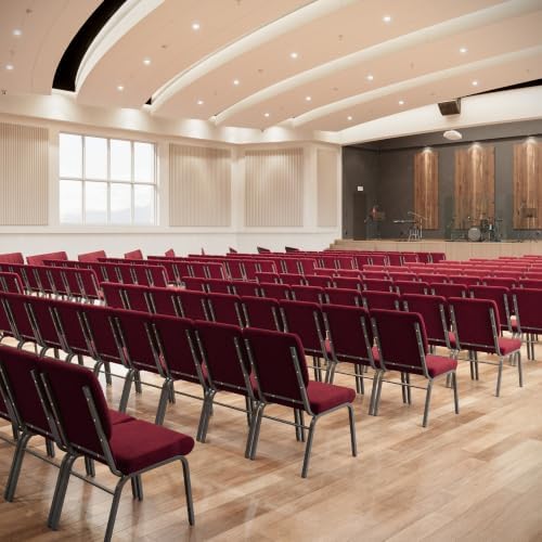 4 Pack HERCULES Series 18.5''W Stacking Church Chair in Red Fabric - Silver Vein Frame, alternate view 6