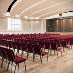4 Pack HERCULES Series 18.5''W Stacking Church Chair in Red Fabric - Silver Vein Frame, alternate view 6