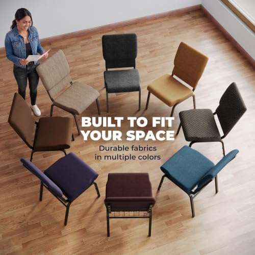 4 Pack HERCULES Series 18.5''W Stacking Church Chair in Red Fabric - Silver Vein Frame, alternate view 7