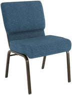 4 Pack HERCULES Series 21''W Stacking Church Chair in Blue Fabric - Gold Vein Frame