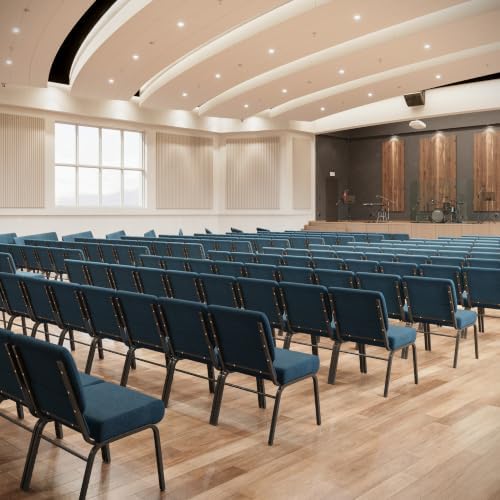 4 Pack HERCULES Series 21''W Stacking Church Chair in Blue Fabric - Gold Vein Frame, alternate view 6