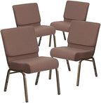 4 Pack HERCULES Series 21''W Stacking Church Chair in Brown Dot Fabric - Gold Vein Frame