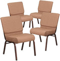 4 Pack HERCULES Series 21''W Stacking Church Chair in Caramel Fabric - Copper Vein Frame