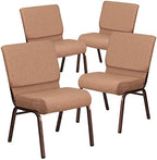 4 Pack HERCULES Series 21''W Stacking Church Chair in Caramel Fabric - Copper Vein Frame