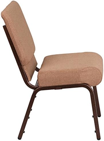 4 Pack HERCULES Series 21''W Stacking Church Chair in Caramel Fabric - Copper Vein Frame, alternate view 3