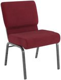 4 Pack HERCULES Series 21''W Stacking Church Chair in Crimson Fabric - Silver Vein Frame