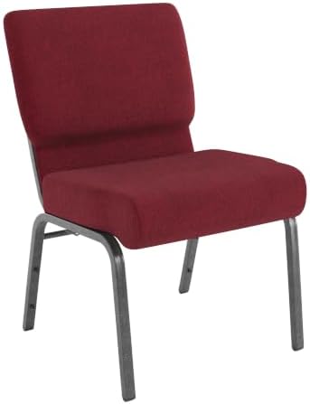 4 Pack HERCULES Series 21''W Stacking Church Chair in Crimson Fabric - Silver Vein Frame