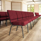 4 Pack HERCULES Series 21''W Stacking Church Chair in Crimson Fabric - Silver Vein Frame, alternate view 2