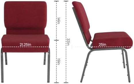 4 Pack HERCULES Series 21''W Stacking Church Chair in Crimson Fabric - Silver Vein Frame, alternate view 3