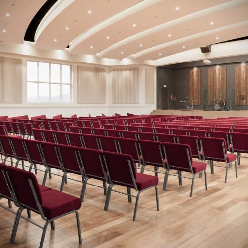 4 Pack HERCULES Series 21''W Stacking Church Chair in Crimson Fabric - Silver Vein Frame, alternate view 6