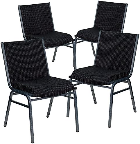 4 Pack HERCULES Series Heavy Duty Black Dot Fabric Stack Chair