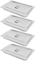 4 Pack Hotel Pan 2.5-Inch Deep Steam Table Pan with Lid 21.26" L x 12.6" W Hotel Pans Stainless Steel Pans