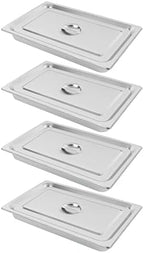 4 Pack Hotel Pan 2.5-Inch Deep Steam Table Pan with Lid 21.26" L x 12.6" W Hotel Pans Stainless Steel Pans