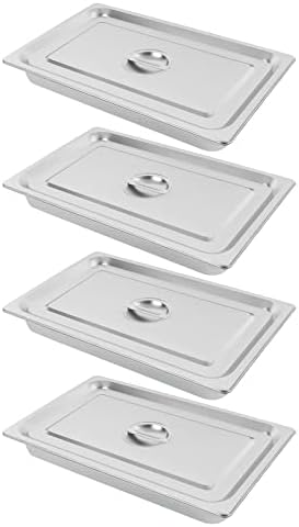 4 Pack Hotel Pan 2.5-Inch Deep Steam Table Pan with Lid 21.26" L x 12.6" W Hotel Pans Stainless Steel Pans