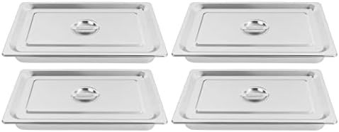 4 Pack Hotel Pan 2.5-Inch Deep Steam Table Pan with Lid 21.26" L x 12.6" W Hotel Pans Stainless Steel Pans, alternate view 2