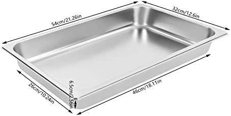 4 Pack Hotel Pan 2.5-Inch Deep Steam Table Pan with Lid 21.26" L x 12.6" W Hotel Pans Stainless Steel Pans, alternate view 3