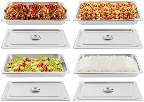 4 Pack Hotel Pan 2.5-Inch Deep Steam Table Pan with Lid 21.26" L x 12.6" W Hotel Pans Stainless Steel Pans, alternate view 7