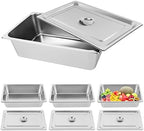 4 Pack Hotel Pan 5.9-Inch Deep Steam Table Pan with Lid 21.26" L x 12.6" W Hotel Pans Stainless Steel Pans, alternate view 2