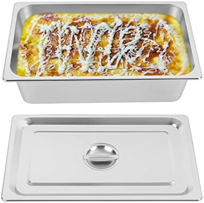 4 Pack Hotel Pan 5.9-Inch Deep Steam Table Pan with Lid 21.26" L x 12.6" W Hotel Pans Stainless Steel Pans, alternate view 4