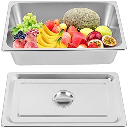 4 Pack Hotel Pan 5.9-Inch Deep Steam Table Pan with Lid 21.26" L x 12.6" W Hotel Pans Stainless Steel Pans, alternate view 5