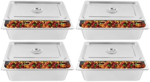 4 Pack Hotel Pan 5.9-Inch Deep Steam Table Pan with Lid 21.26" L x 12.6" W Hotel Pans Stainless Steel Pans, alternate view 7