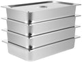 4 Pack Hotel Pans 4" Deep Steam Table Pan Full Size with Lid 20" L x 12" W Stainless Steel Hotel Pan for Food